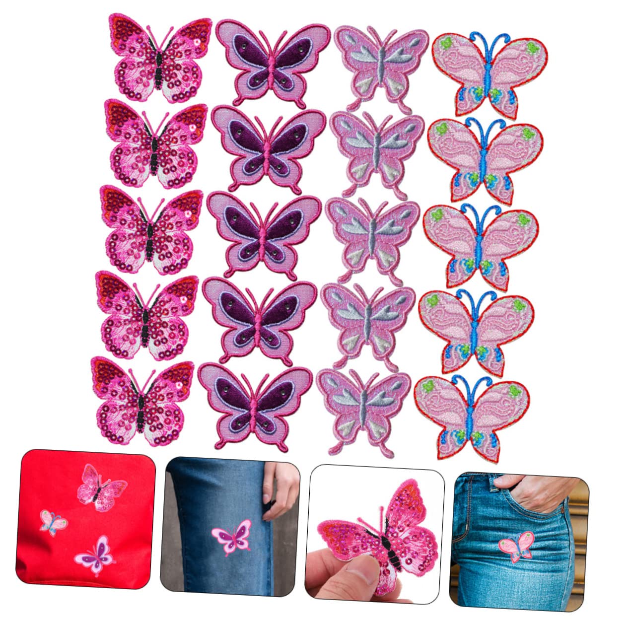 60pezzi Toppe Ricamate Per Abbigliamento Applicazioni Termoadesive Per Jeans Borse e Accessori Facili e Applicare Design