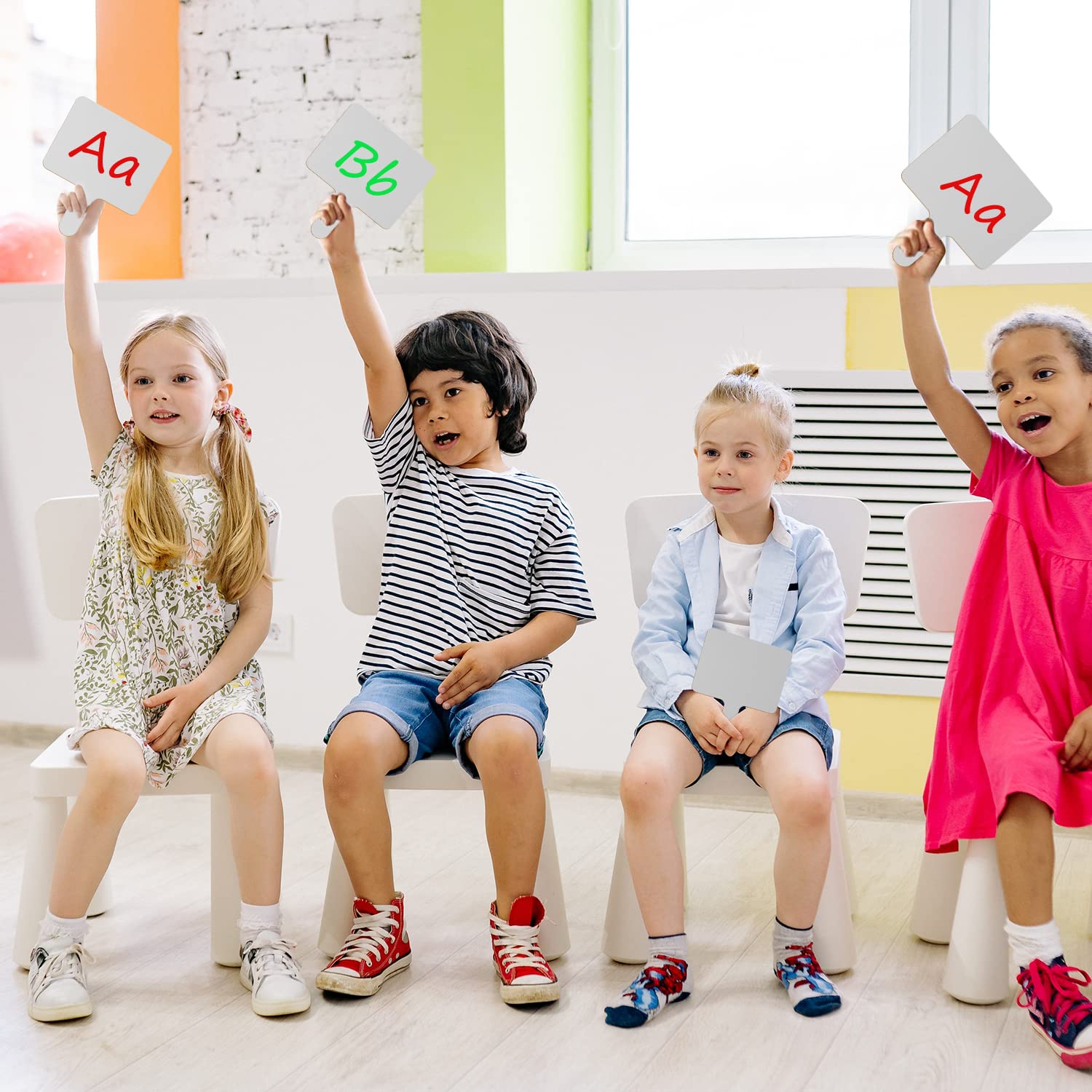 Lot de 10 pagaies de réponse effaçables à sec en bois - 24,6 x 20 cm - Tableau blanc double face - Pour l'enseignement en classe, le bureau, les réunions de famille