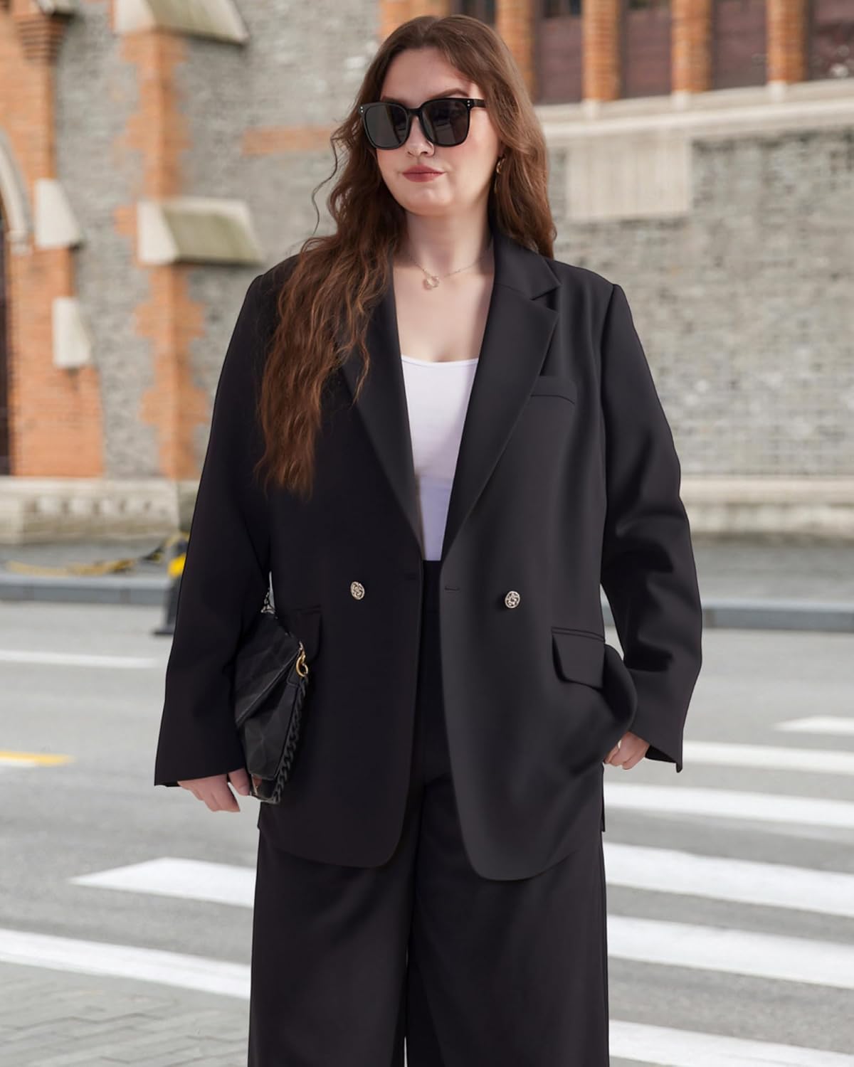 Womens Plus Size Blazers Button Lapel Long Sleeve Work Office Business Casual Blazer Jackets Outerwear with Pockets - Image 4