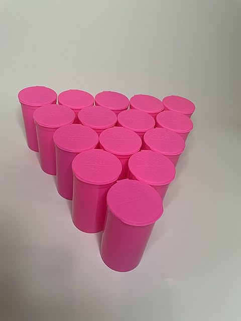 10x 19 DRAM HOT PINK POPTOP VIAL Airtight 3.5 GRAM Bottles - Child Resistant FDA Approved Medical Grade Plastic