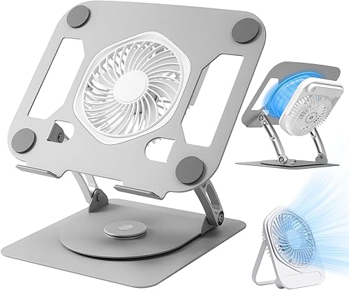 Miniatura 14 de SHUWEI Almohadilla de enfriamiento para laptop para juegos con base de rotación de 360°, soporte ergonómico de enfriamiento de aluminio para laptop