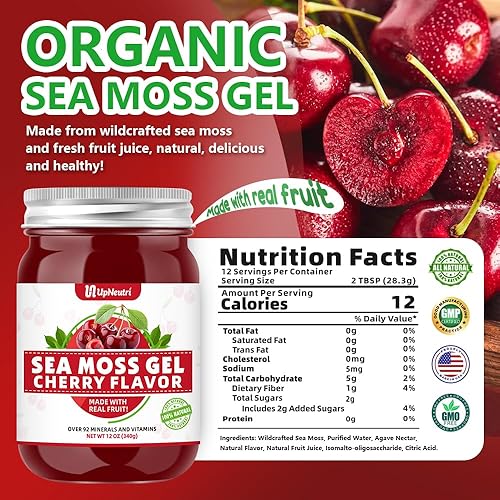 Miniatura 2 de Gel de musgo marino silvestre irlandés con 92 minerales y vitaminas, defensa inmunológica, apoyo antioxidante tiroideo, vegano, sin OMG, sabor a