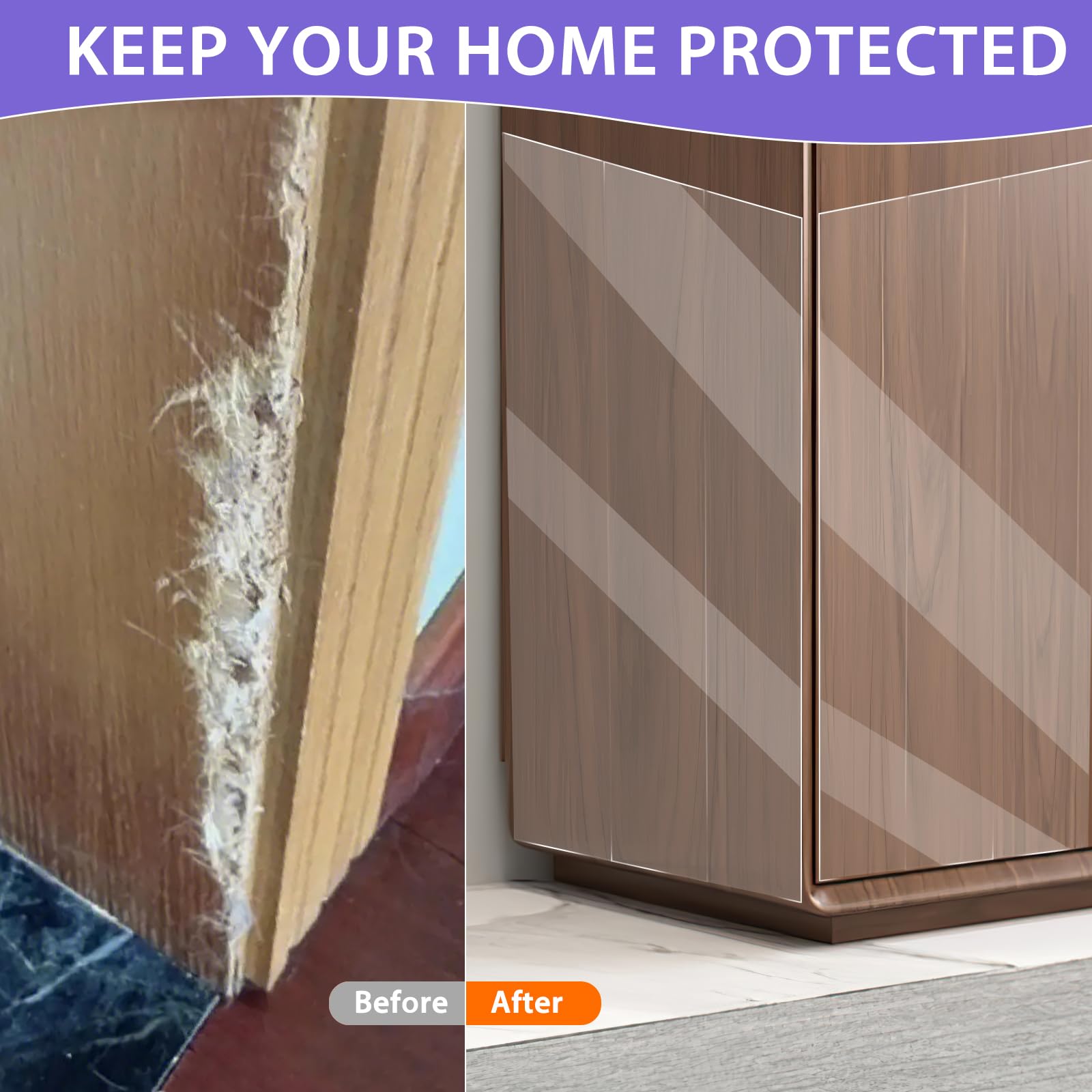 Protector de Muebles Gatos, Cinta Adhesiva Anti-Arañazos de Puertas Transparente Autoadhesivas Arañazos de Gato Protector para Gatos y Perro, Protección Invisible para Sofá y Mueble 45x400 cm