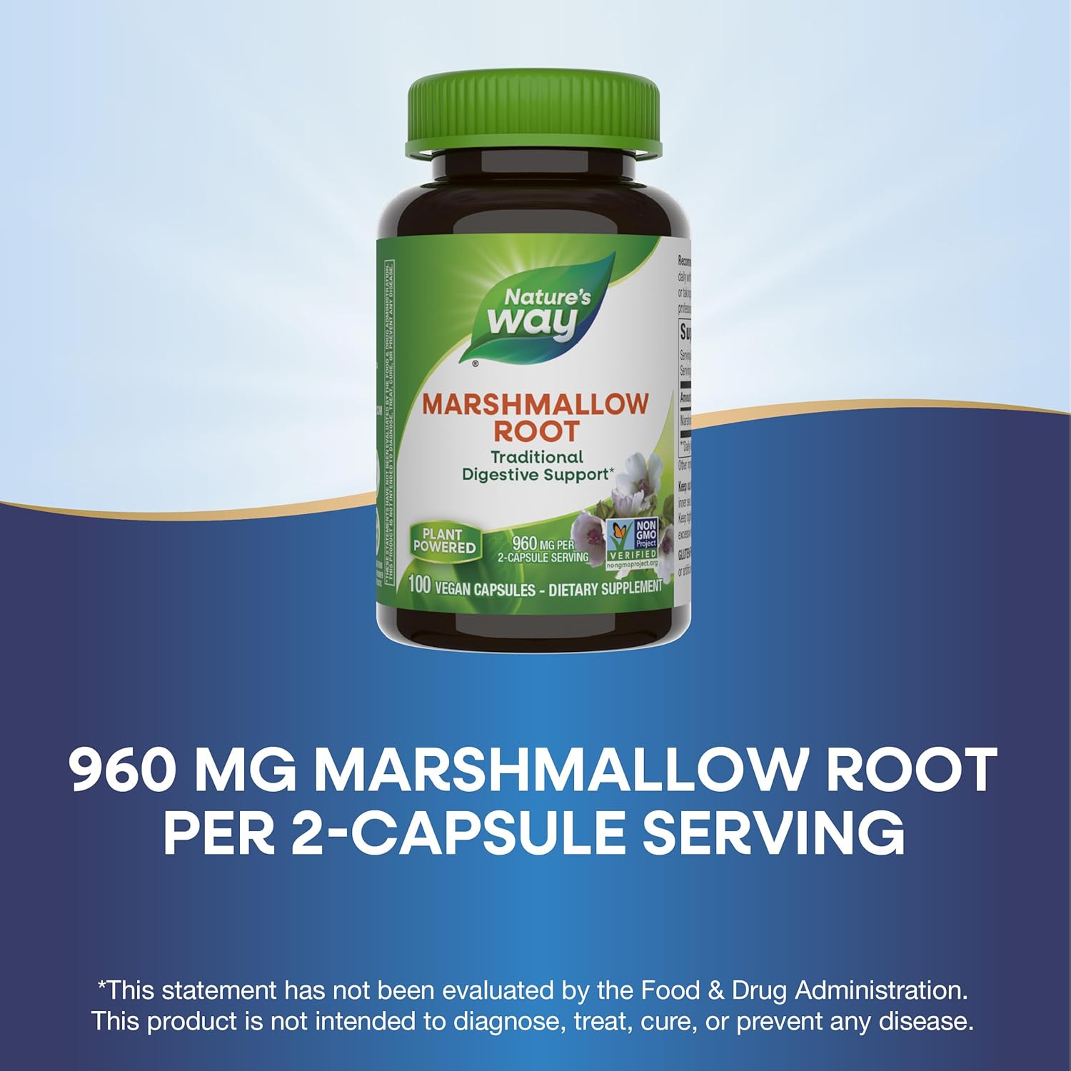 Nature's Way Marshmallow Root - Plant-Based Herbal Supplement for Traditional Digestive Support* - Daily Wellness Supplement - Vegan, Gluten-Free & Dairy-Free - 100 Count (50 Servings) - Image 6