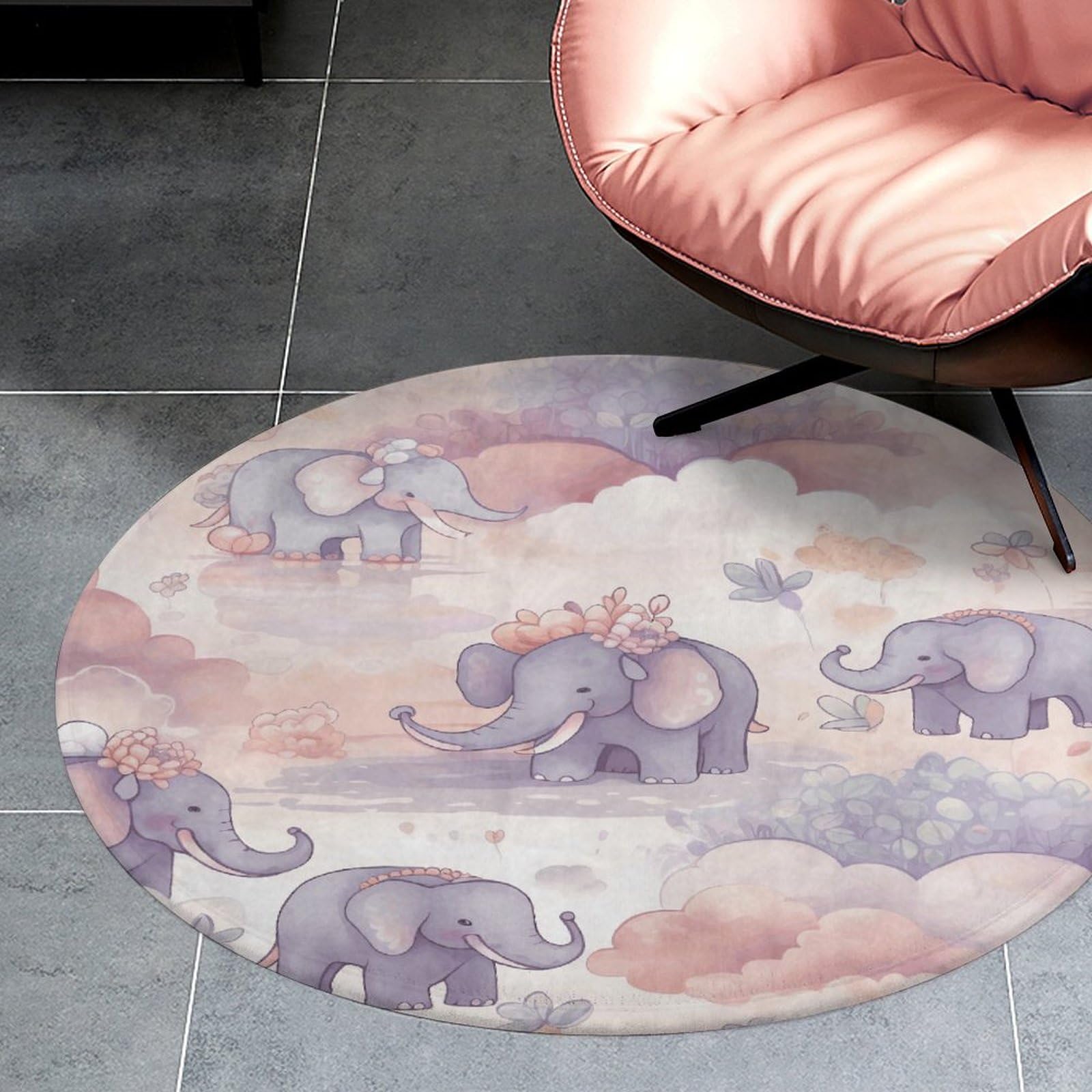 Tapis de sol lavable et circulaire de 90 cm pour salon ou salle de bain