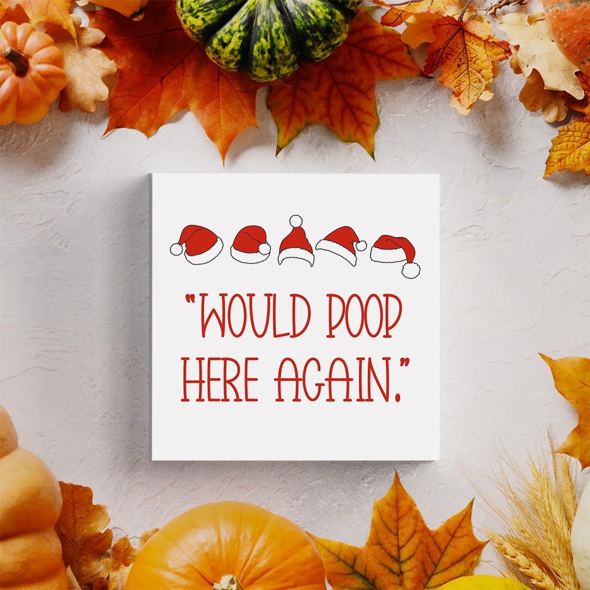 HTBIG Christmas Decor Interesting Bathroom Wod Block Sign Would Poop Here Again 5 Christmas Hatselements Logo Put It on a Bathroom Corner Shelf to Create a More Cheerful Ambiance 5 x 5 Inch image 3
