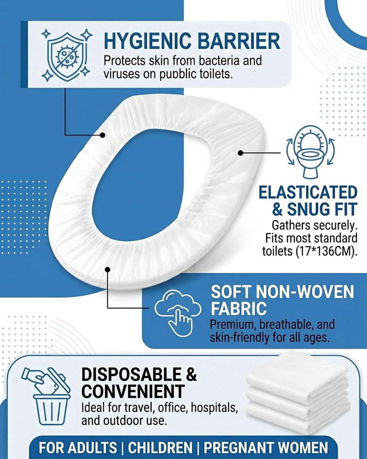 Copriwater USA e Getta Biodegradabili Impermeabili, Copri Tazza WC Monouso per Viaggi Campeggio