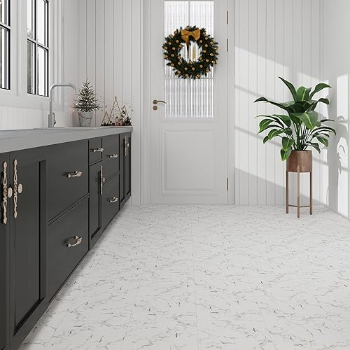 Miniatura 2 de Azulejos autoadhesivos de vinilo impermeable para despegar y pegar, 12 x 12 pulgadas, color cian chapoteo de piedra para cocina, baños y dormitorio,