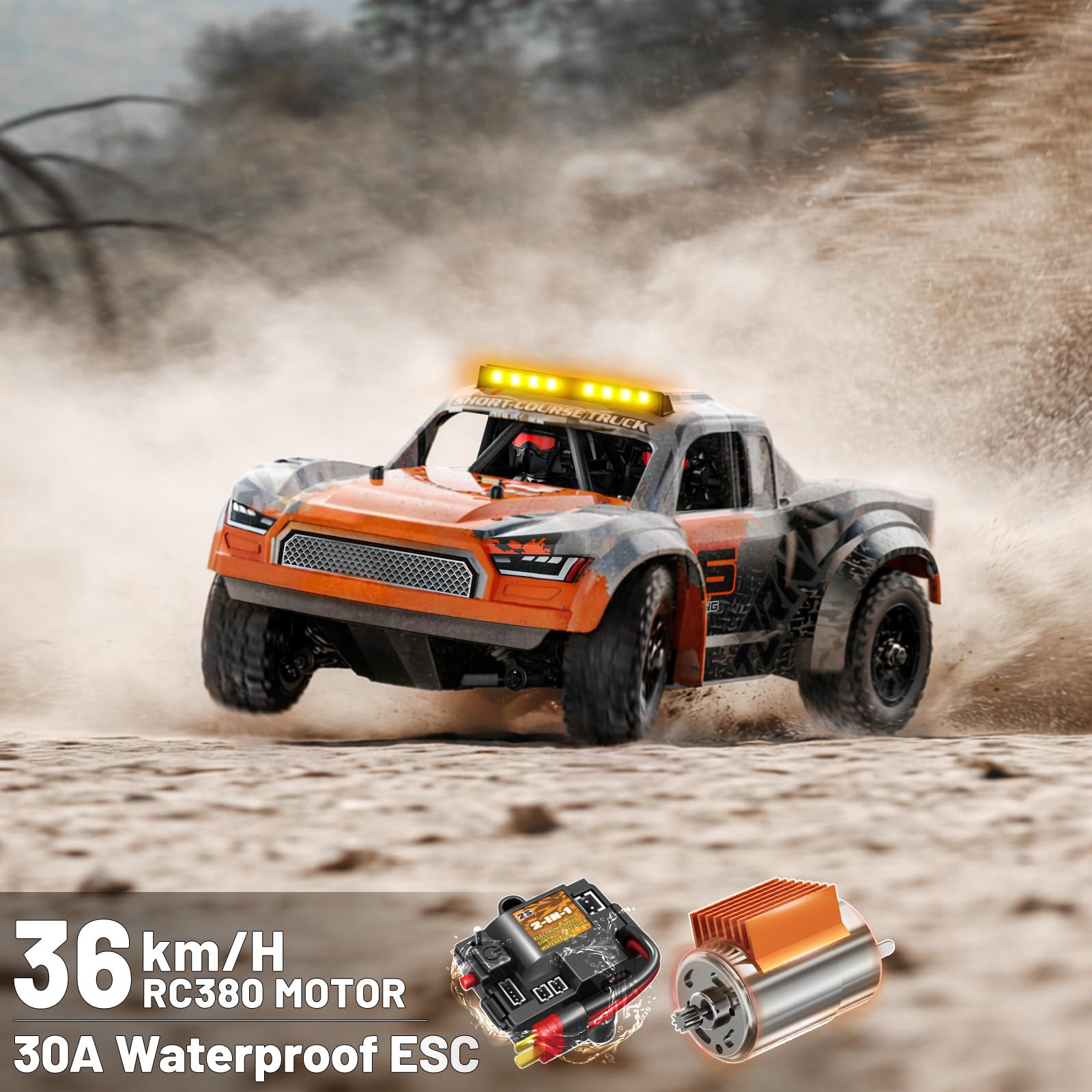 Macchina telecomandata professionale 1:16, RC car 4WD fuoristrada/drift fino a 36 km/h, macchina radiocomandata 4x4 con 2×7,4V 1300mAh batterie, 2 set pneumatici, trasmissione in metallo, adulti e 8+