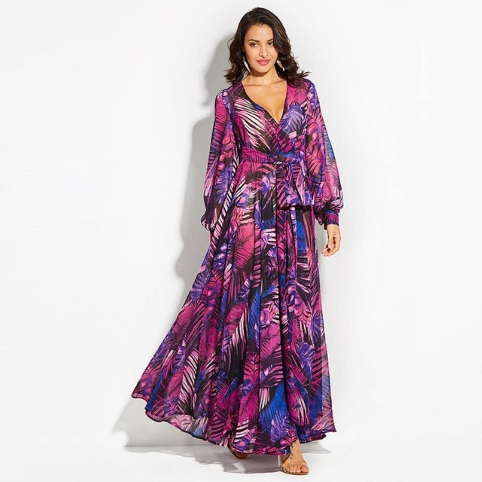 Vestito Stampa Floreale Boho Maxi Dress Sexy Lady Bohemian Estate Abito Lungo Dress Donne Donne Abiti da Spiaggia Abiti da Donna