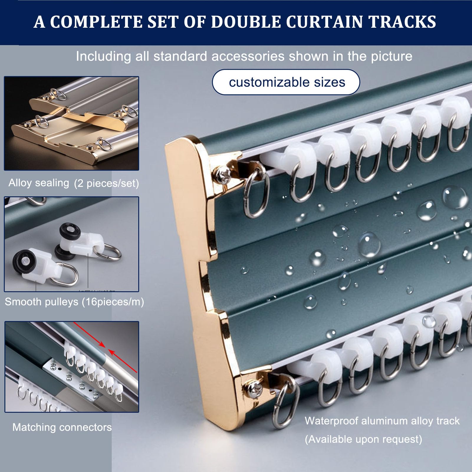 Générique Rail Double pour Rideaux, Fixation Au Plafond, Rail De Plafond Silencieux en Alliage D'aluminium Robuste De 1 Mètre(3,3pieds) avec roulettes Améliorées,pour Séparations,Blanc,2.8m