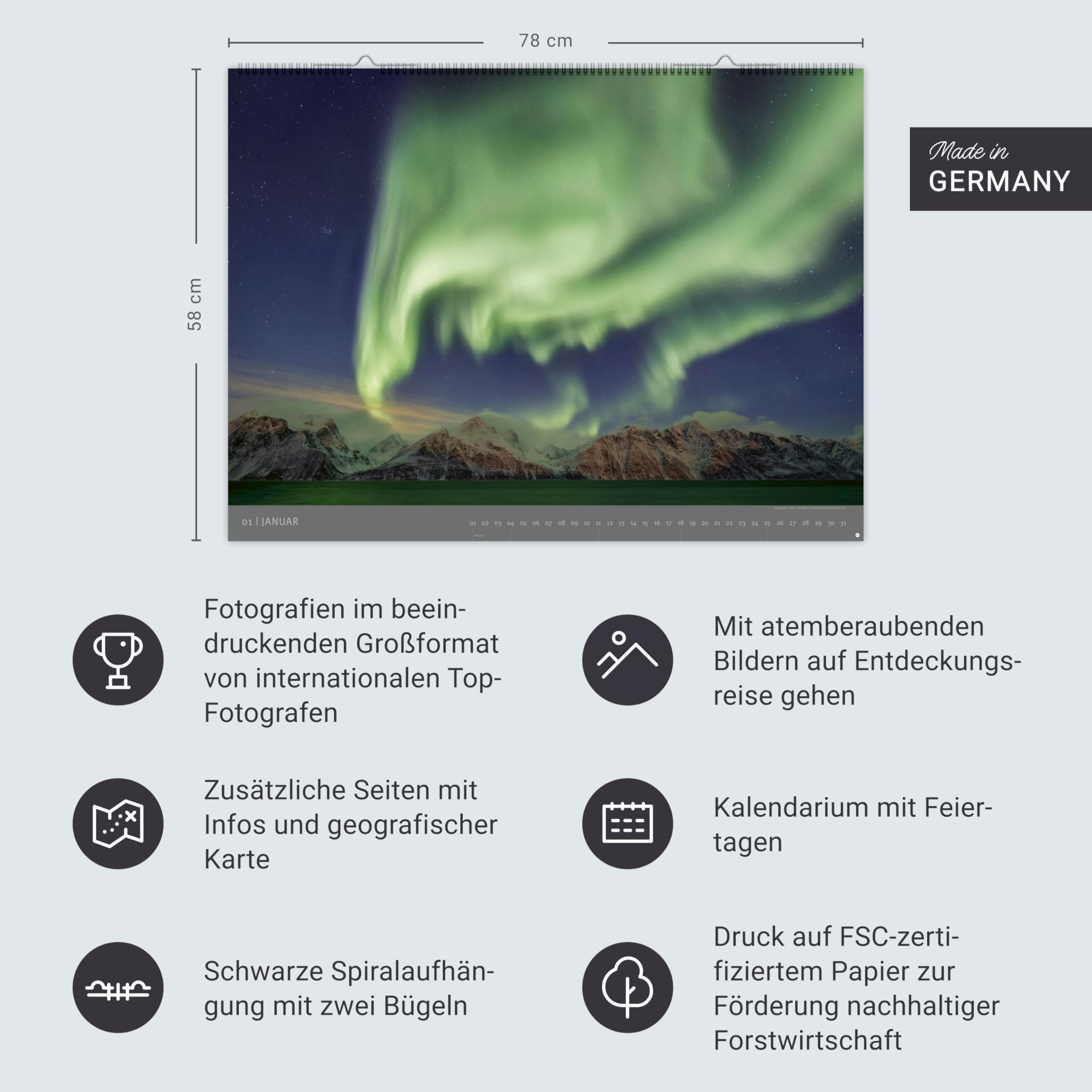 AvH Naturwunder Europas 2026: Traumhafte Landschaften und die Schönheit der Wildnis in einem großen Wandkalender 2026. Querformat 78 x 58 cm (Edition Alexander von Humboldt Kalender Heye)