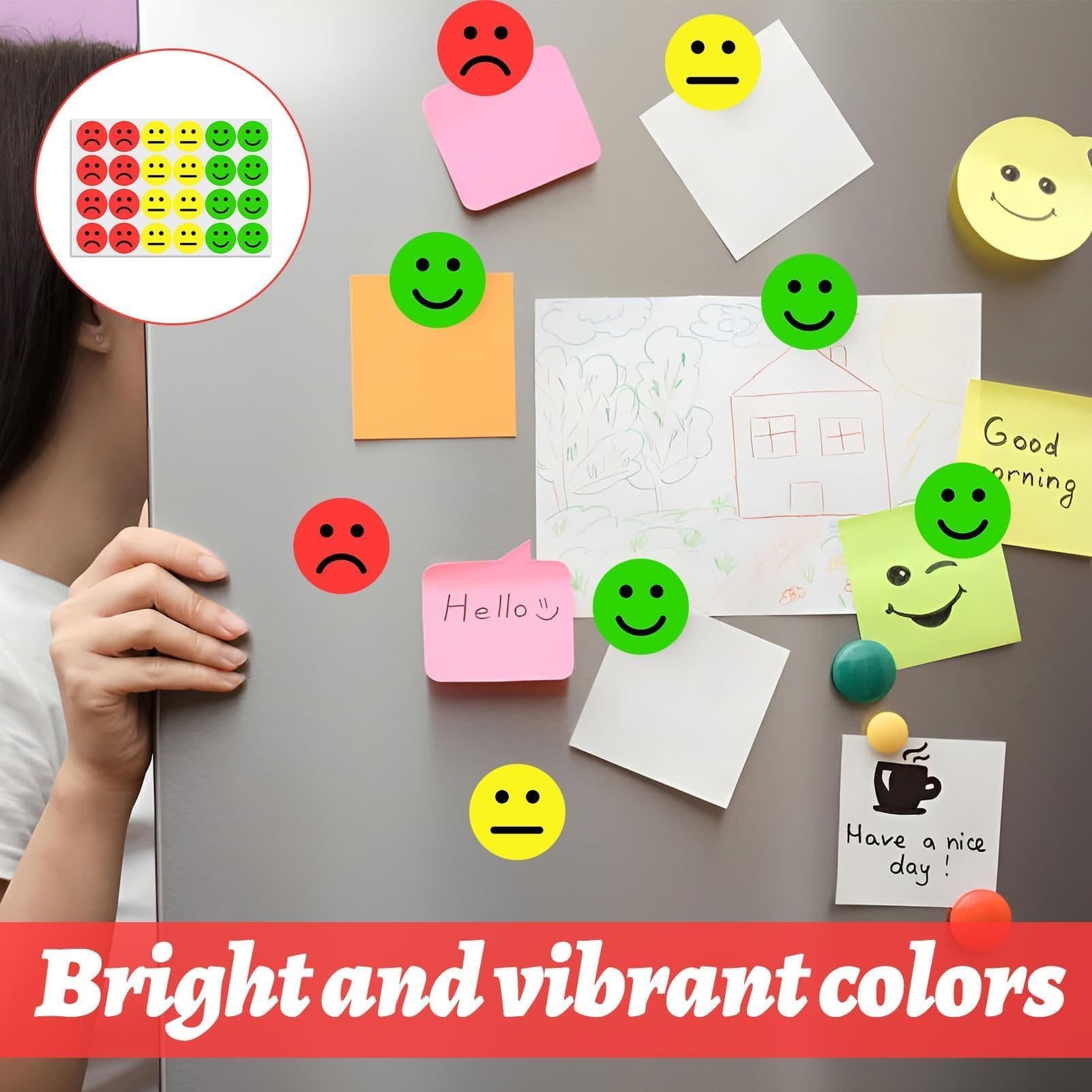 1200 Autocollants Smiley Ronds - 3 Couleurs, 2.5 Cm, Pour Récompenses Scolaires Ou Décoration - 6