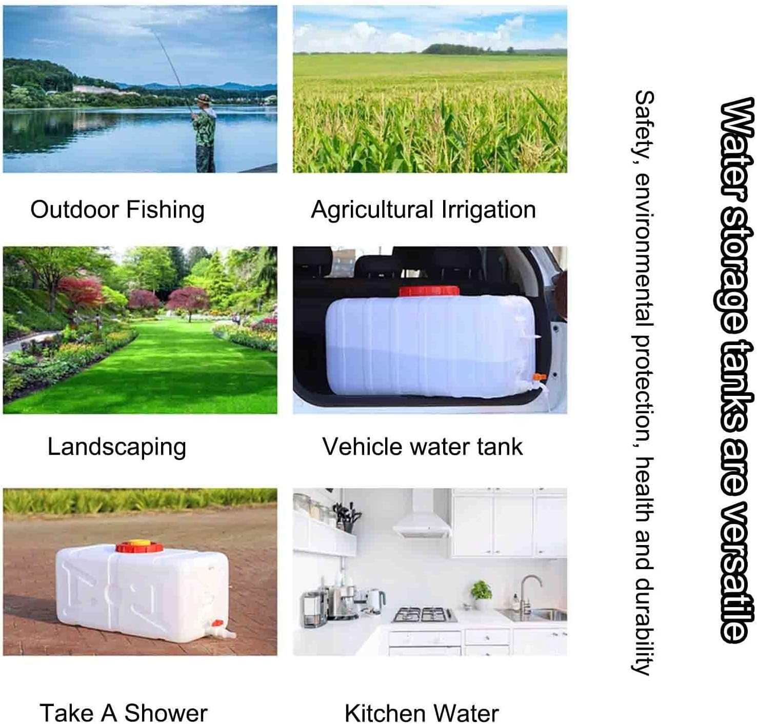 Tanque Almacenamiento Agua Rectangular Plástico Contenedor Almacenamiento Agua Purificada Grado Alimenticio Adecuado Exteriores