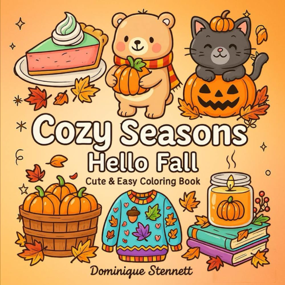 Cozy Seasons: Hello Fall: Cute and Easy Coloring Book for Adults, Teens with Simple and Relaxing Fall Designs| Featuring images of Autumn, Halloween,