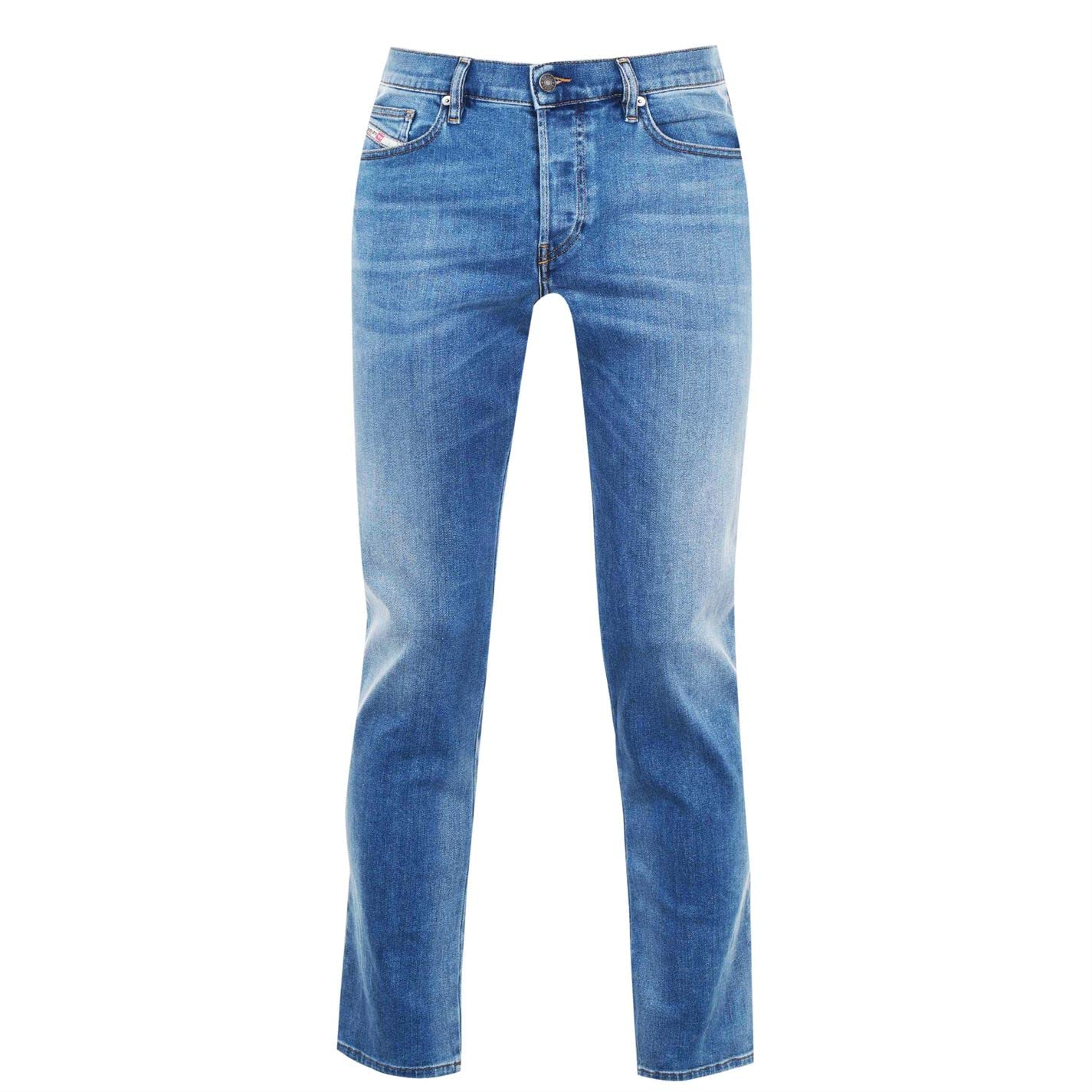 Diesel Jeans da uomo Mihtry, vestibilità dritta, design a cinque tasche, lavato stonewash 34W / 34L