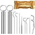 KOHEEL Toothpicks Pocket Set, Reusable Dental Floss Picks Kit, Stainless Steel Teeth Cleaning Tools, Tooth Picker, Oral Hygiene Kit with Holder (7 Count)