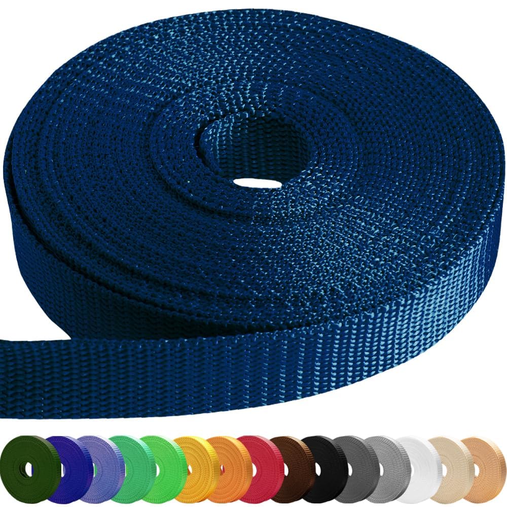 TECEUM 3/4" & 5/8" & 1" & 1.5" & 2" Webbing – 10 25 50 Yards – 40+ Colors – Heavy Duty 1 Inch 1.5 Inch 2 Inch Backpack Straps – Webbing for Climbing