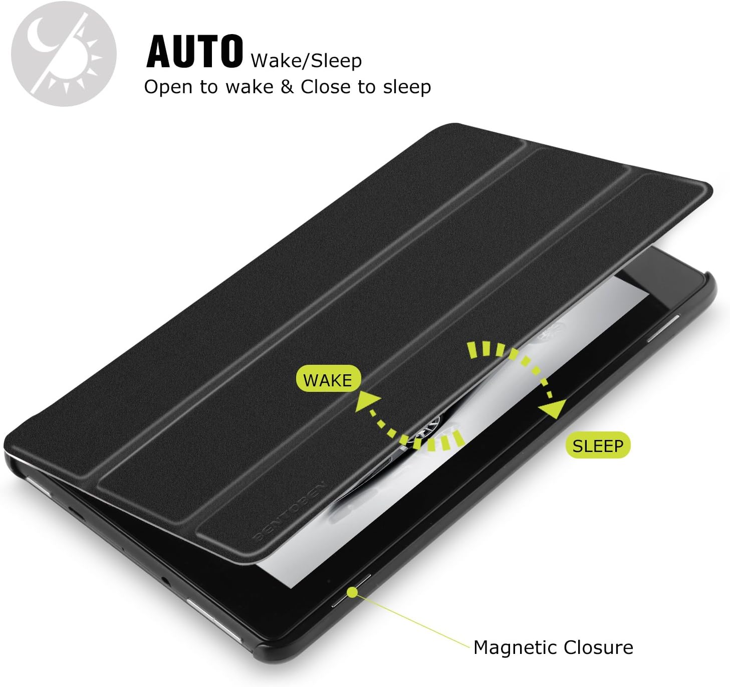 BENTOBEN Case for Amazon Fire 7 Tablet (7th Generation, 2017 Release), Shockproof Super Slim Flip Folio Folding Stand Protective Smart (Auto Wake/Sleep) Shell Cover with Kickstand for Fire 7, Black