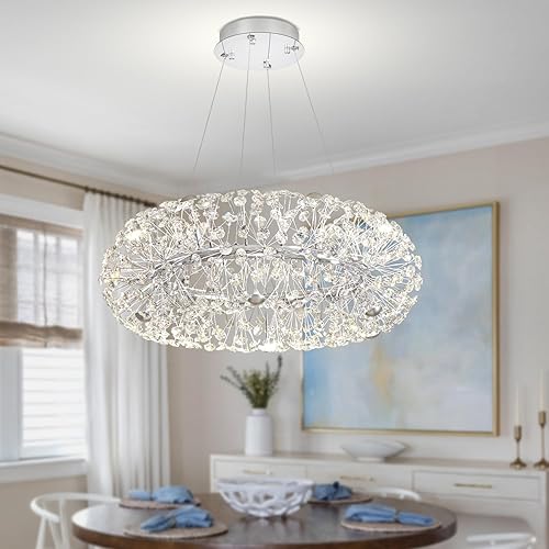 Miniatura 6 de Candelabro de cristal de fuegos artificiales, lámpara cromada con rueda de carro, lámpara de techo para sala de estar, comedor, lámpara de araña de