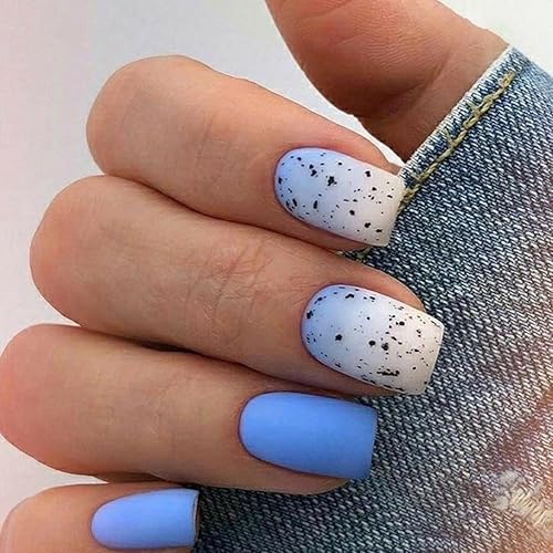 Uñas postizas a presión para el día de San Valentín, cuadradas medianas, uñas postizas color rosa, uñas postizas francesas blancas degradadas con