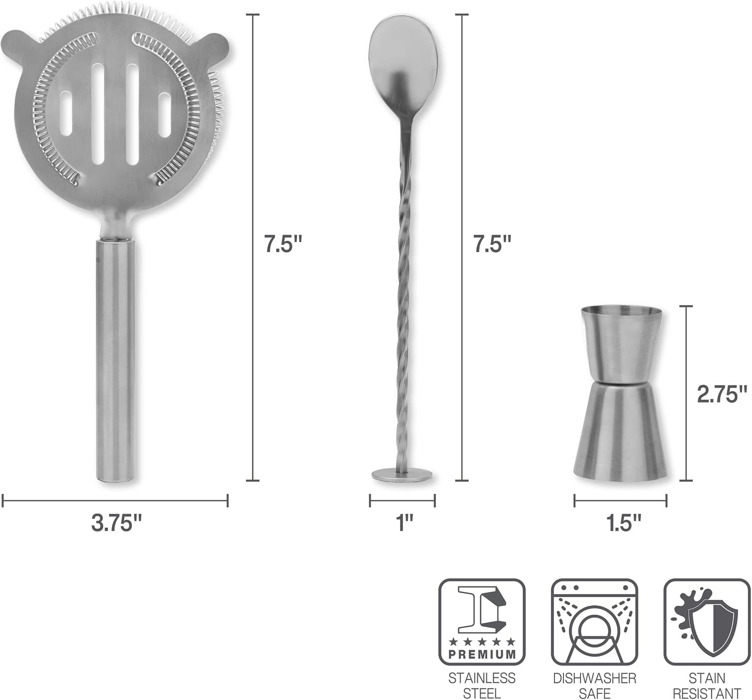 Houdini 5 Piece Bar Tool Set, Satin Stainless Steel  - Amazon