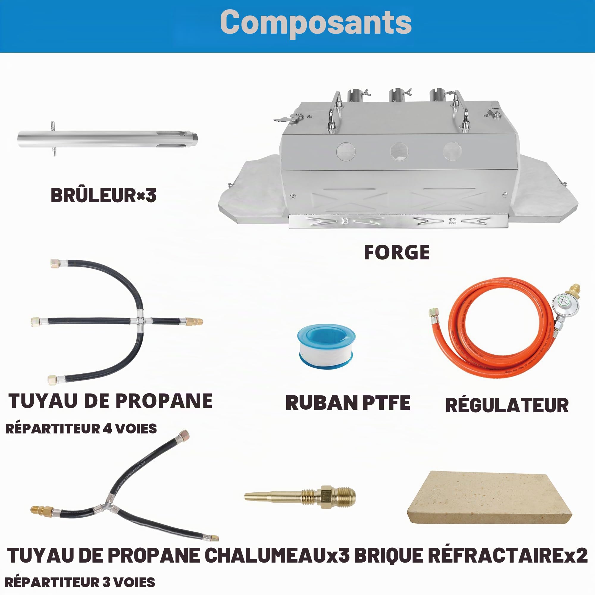 GY300 Ensemble forgé au propane à trois moulages en acier inoxydable, four à fusion portable, artiste, passe-temps, construction de couteaux, construction d'outils, serrurier