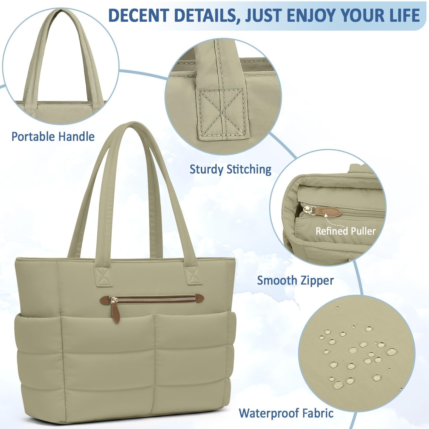 Large Tote Bag for Women Lightweight, Quilted Womens Work Shoulder Bag Cute Handbags for Women - Image 7