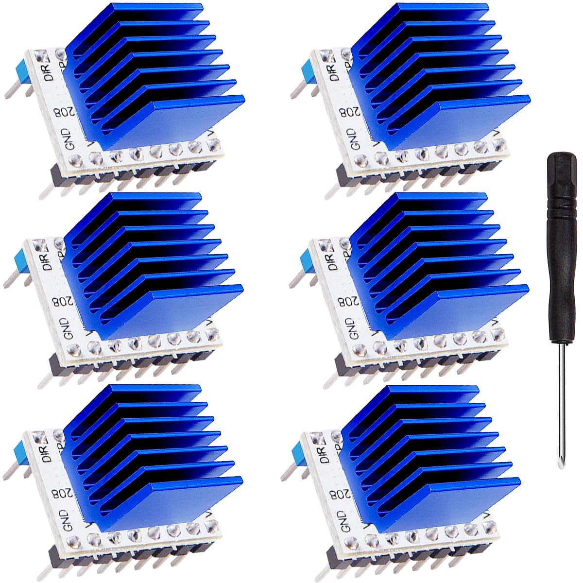 Youmile 6 pcs TMC2208 V1.2 3D Printer Stepper Motor Driver Module Adjustable with Heat Sink screwdriver for 3D Printer Controller Mother Boards Reprap MKS Prusa i3 Ender-3 Pro