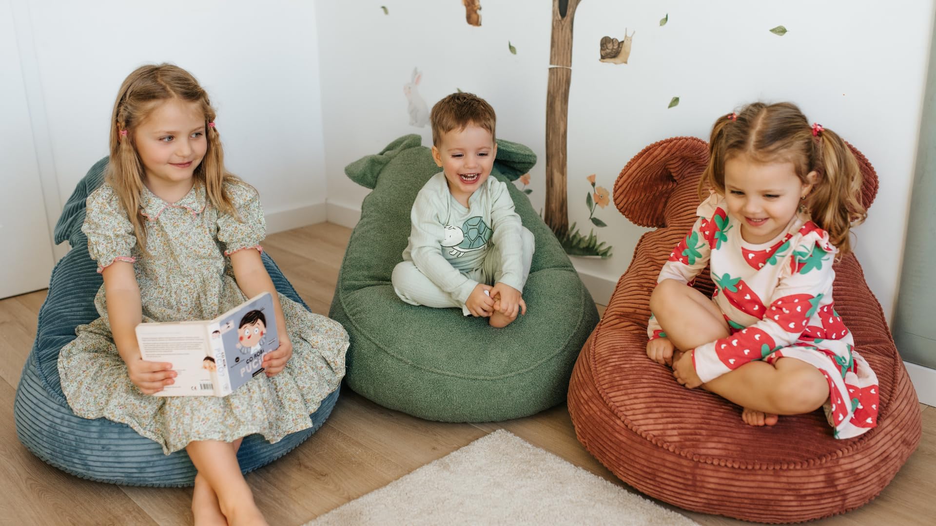 Gutekissen® Pouf pour Enfants « Sweet » avec Oreilles - Lincoln, Coussin Montessori pour Chambre d’Enfant (Marron, 68/59/55 avec Oreilles)