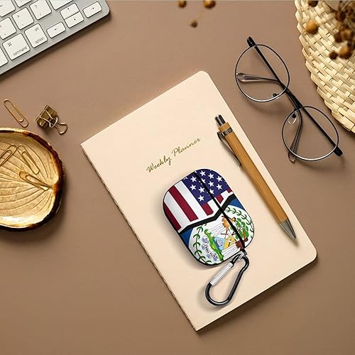 Miniatura 7 de Funda protectora a prueba de golpes con la bandera de Estados Unidos y Belice para AirPods Pro con accesorios para llavero