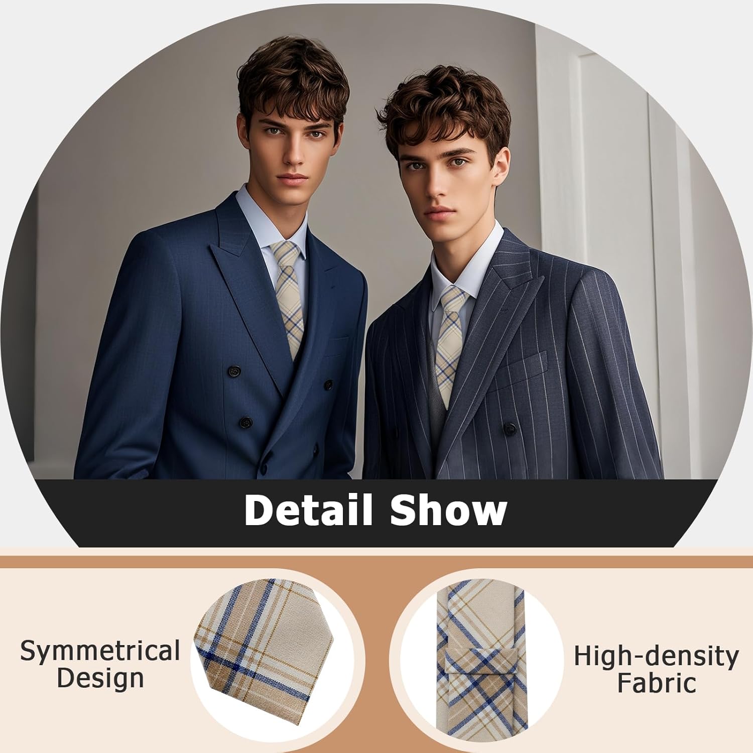 Striped Plaid Ties for Men, 2.36" Adjustable Mens Necktie for School Party Wedding School Formal Banquet Business - Image 2