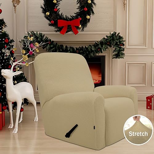 Miniatura 519 de Funda elástica para sofá reclinable de fácil colocación, Tela mezcla de poliéster Algodón, Arena