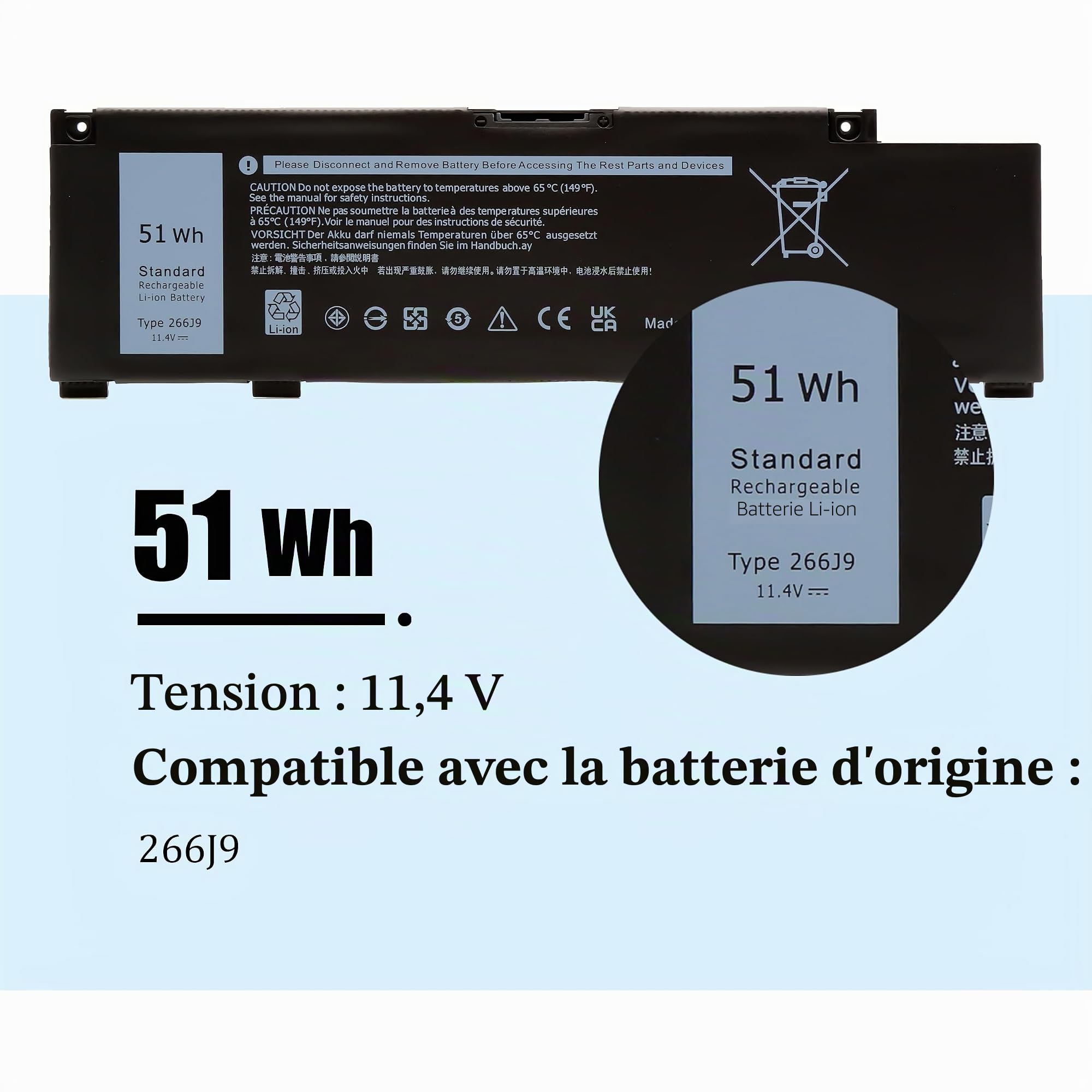 BLESYS 266J9 Batterie pour Dell G5 15 5500 5505 G3 15 3590