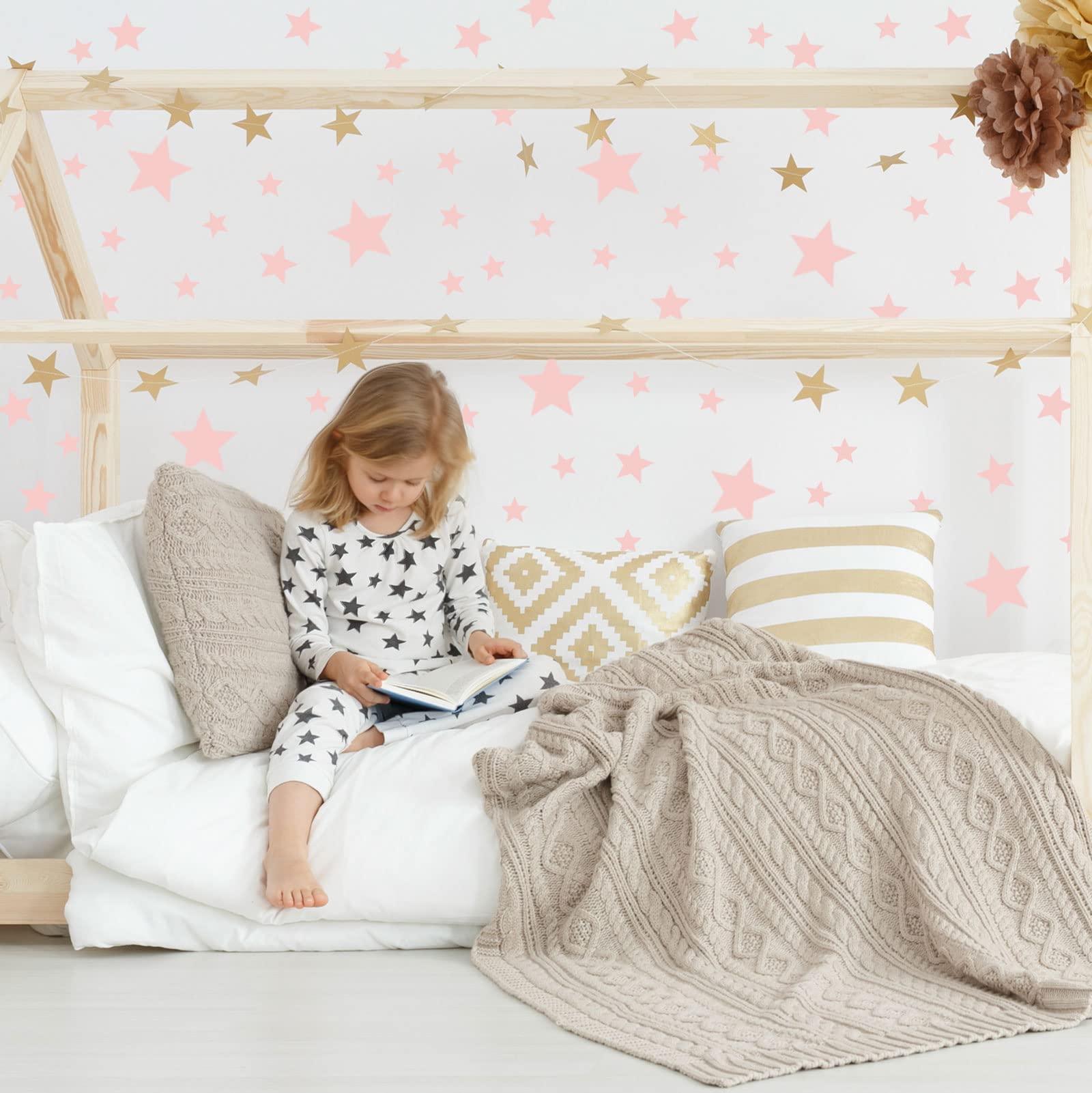 Stickerscape Star Wall Stickers (Standard - 1 Sheet - Confetti Pink) | Space Wall Stickers for a Night Time Themed Bedroom or Nursery | Easy to Apply, Cleanly Removable