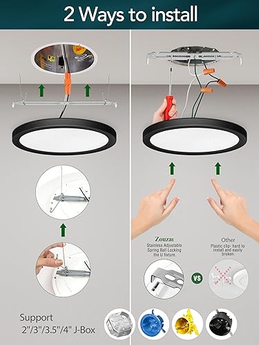 Miniatura 7 de Lámpara LED de techo empotrada, regulable 5CCT seleccionable 2700K3000K4000K5000K6000K, 7 pulgadas, 15 W, accesorio de iluminación redondo ultrafino
