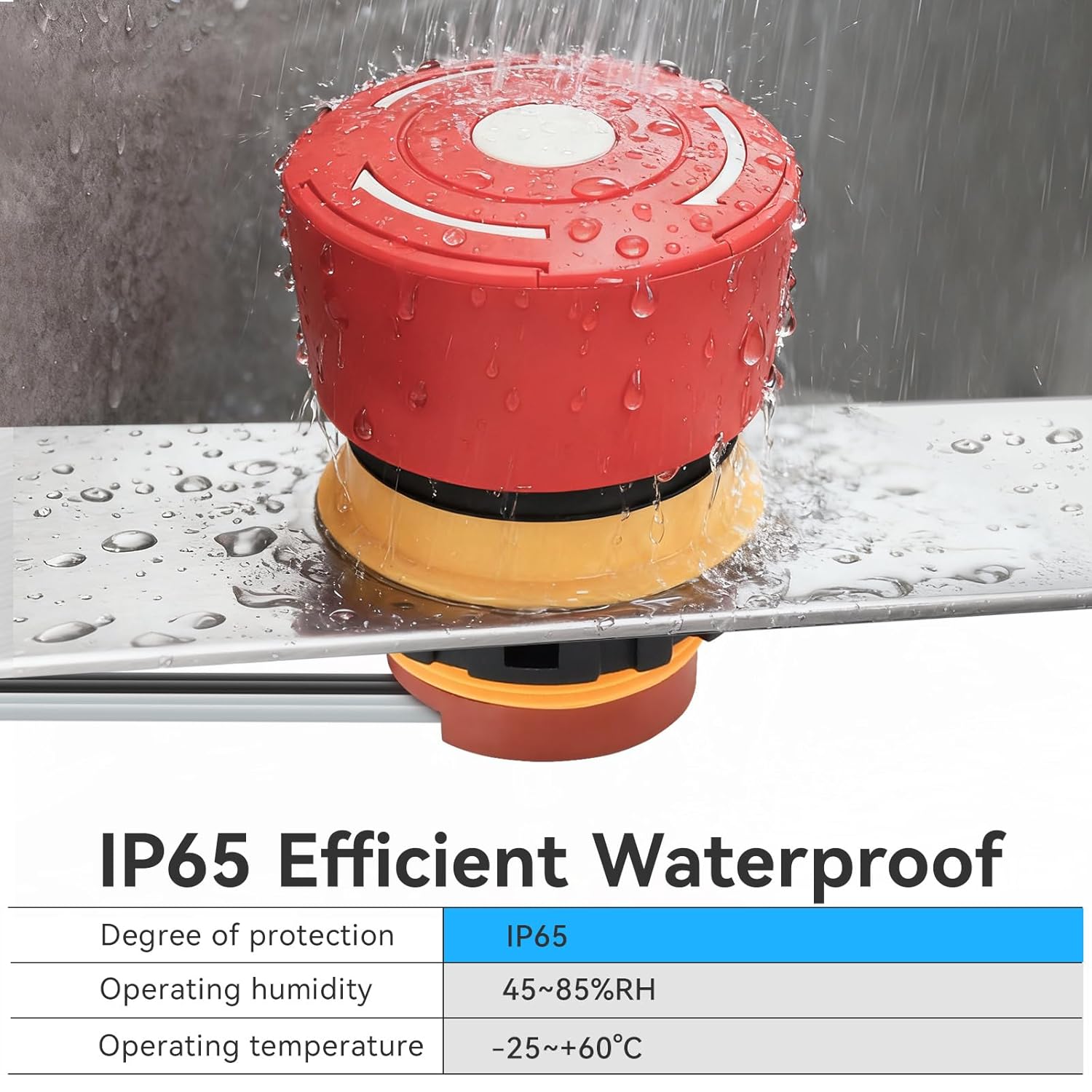 Ultra-Short 22mm Emergency Stop Switch with Wire 2NC 4Pin 2-Way; 7/8" Hole; IP65 Waterproof; 5 Amp 250VAC; 14mm Behind the Panel Space-Saving