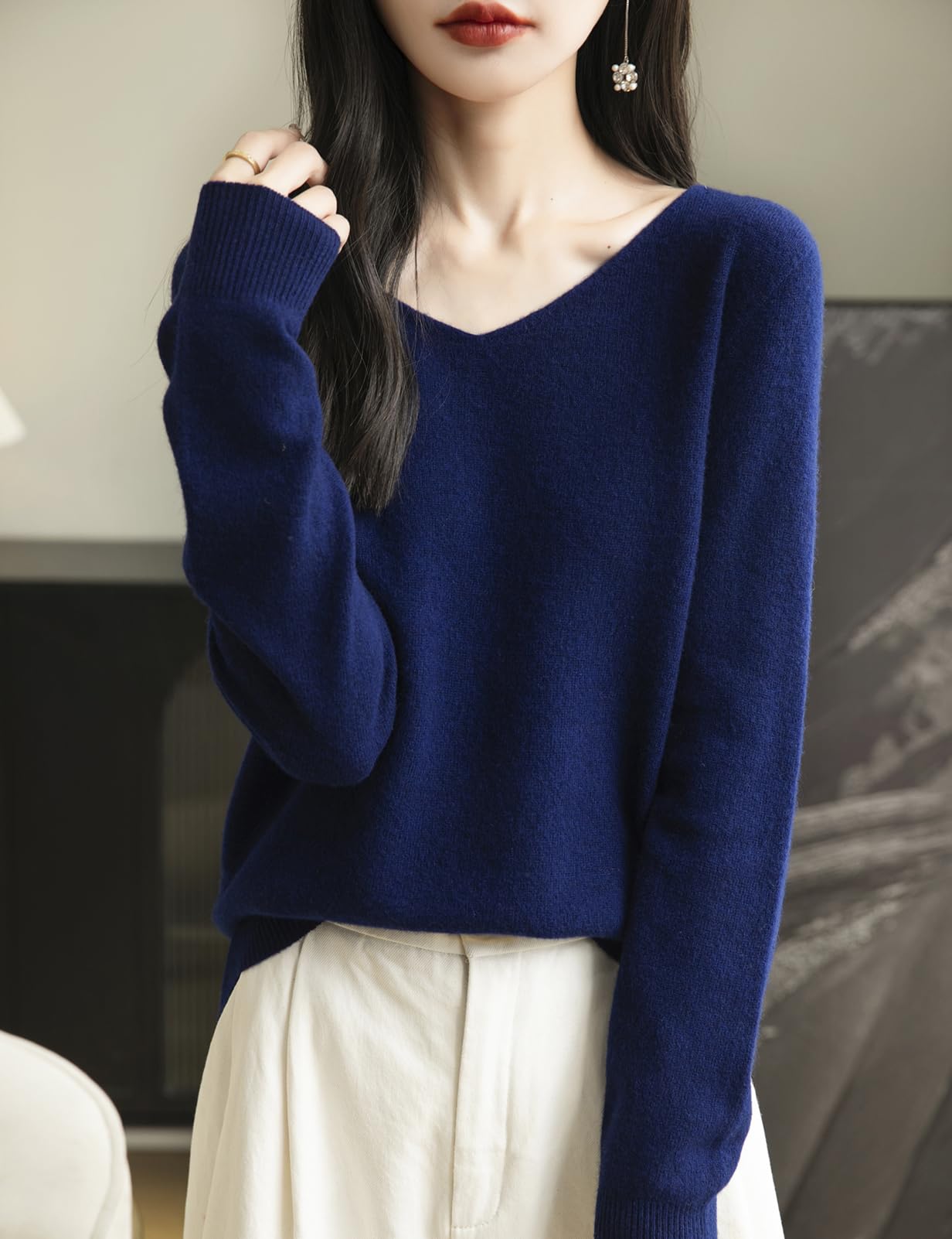 Chanyarn Damen 100% Merinowolle Pullover 2024 First-Line-Ready-to-Wear Langarm Nahtloser Strickpullover