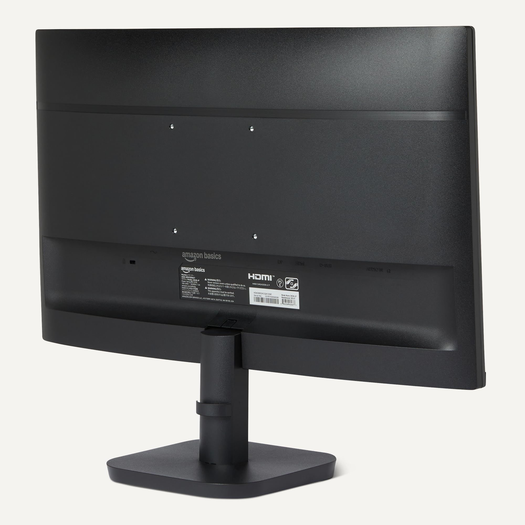 Amazon Basics Monitor per Computer da 23,8 Pollici 120 Hz, FHD 1080 P, HDMI, DP, VGA, Compatibile VESA, per Ufficio, Casa, Nero