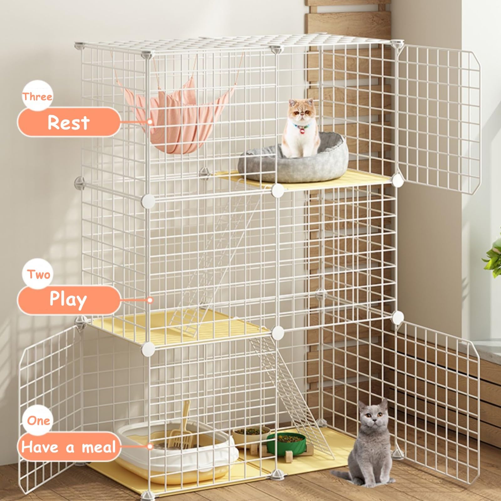 Gabbia per gatti da interno, recinto per gatti in metallo, versatile trasportino per piccoli animali, ideale per gatti, furetti e altri animali domestici, grande area di allenamento per animali
