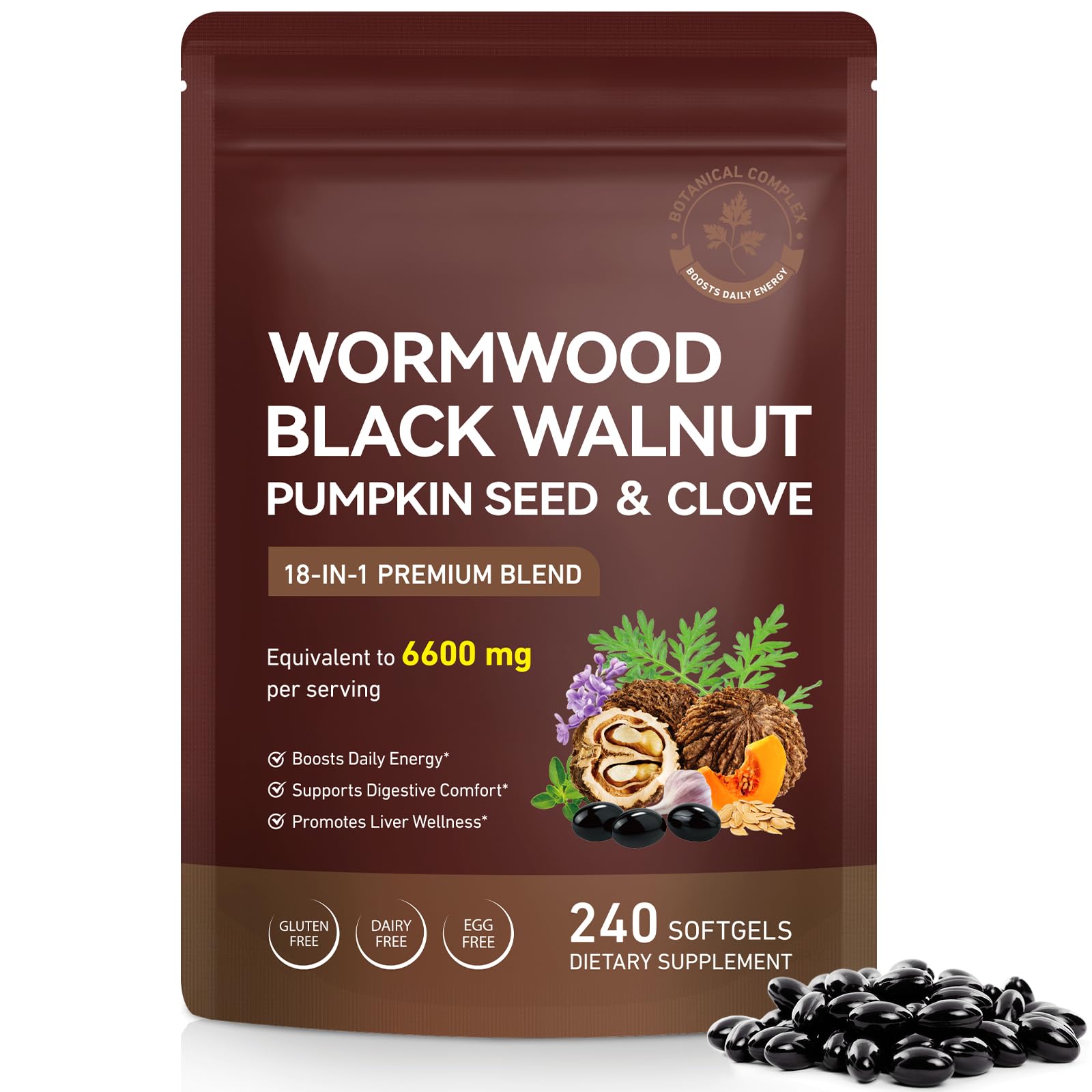 FANSHI Wormwood Black Walnut Clove Cleanse for Humans, 240 Softgels | 18-in-1 Premium Herbal Blend Capsules, Supports Cleanse & Digestive Health