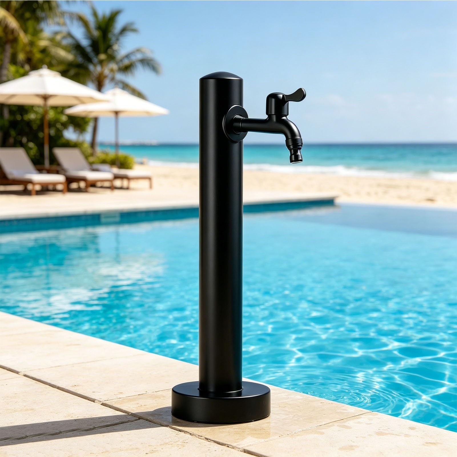 Junvstor Black Garden Yard Water Fountain Column Vertical Outdoor Water Hydrant, Free-Standing Garden Tap Outdoor Spigot Spigot For Washing Irrigation(,60Cm/23.6In,Style 1)