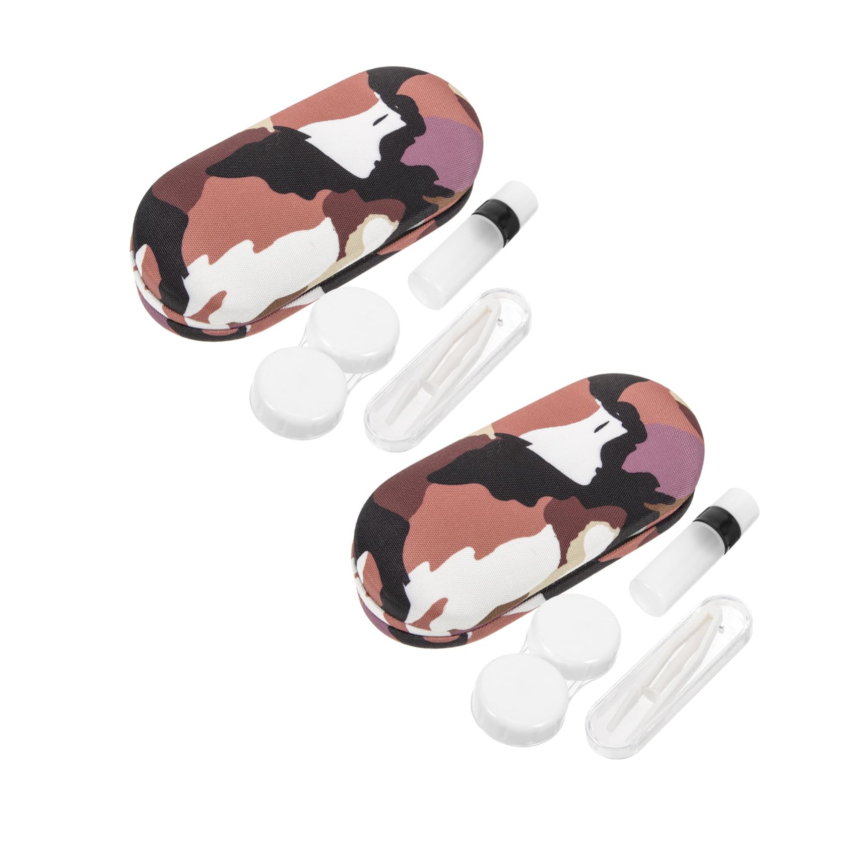 2 Ensembles Étui Lunettes Double Camouflage Portable avec Miroir et Applicateur Lentilles Boîte Rigide de Rangement pour Lunettes et Lentilles de Contact Protection Compacte pour
