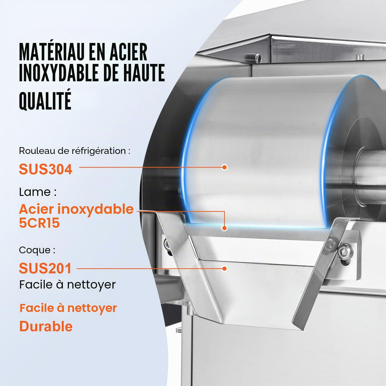 VEVOR Machine à Glace Râpée de Neige Commerciale, Machine à Râper la Glace 180 kg/24H, Machine à Glace Pilée en Inox, Système de Refroidissement par Liquide, Glace Rasée pour Dessert Boulangerie Café