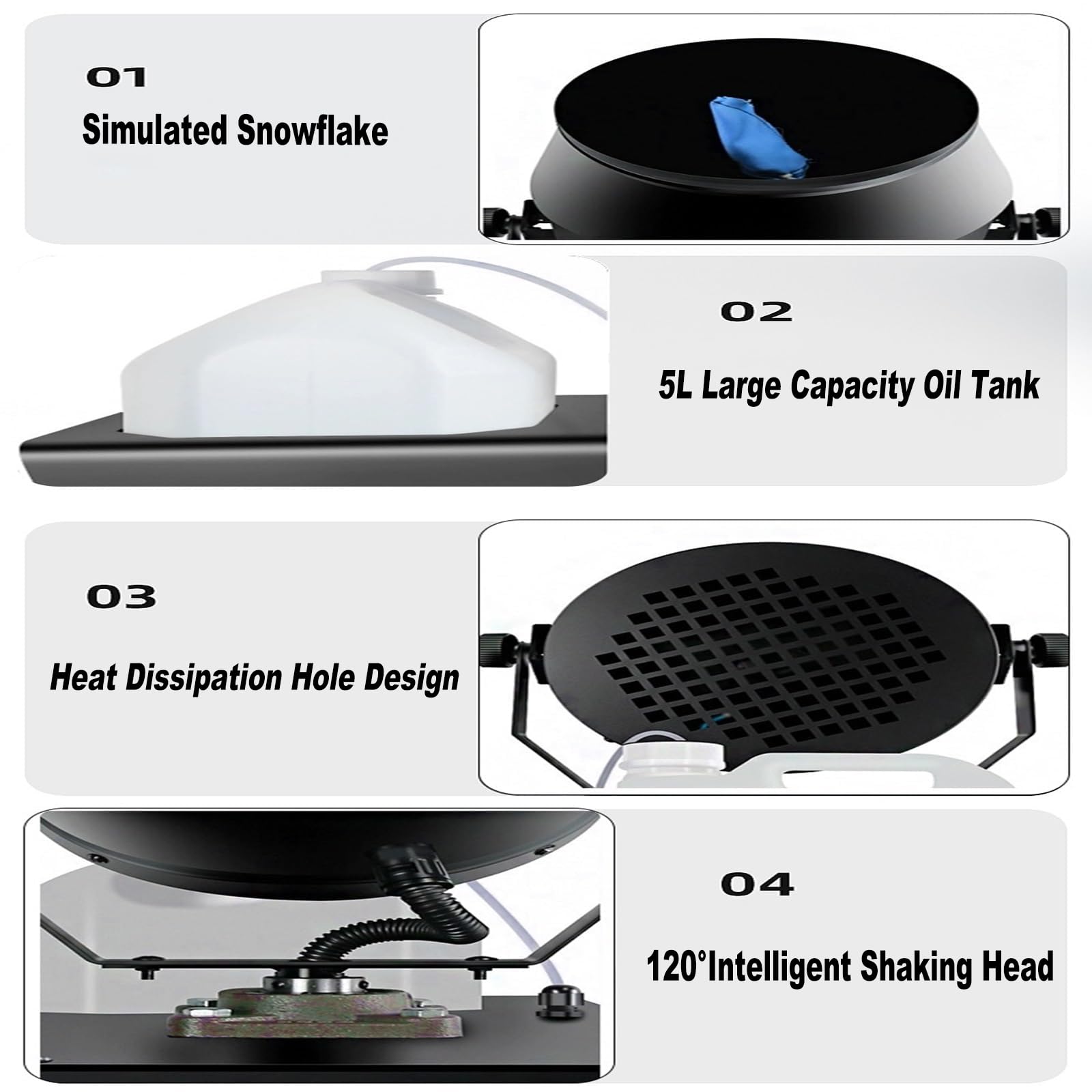 Máquinas de Nieve para Exteriores, máquina de Copo de Nieve con Cabezal agitador de 2000 W con Control Remoto inalámbrico, ángulo Ajustable de 120°, máquina Profesional de pulverización de Copo de