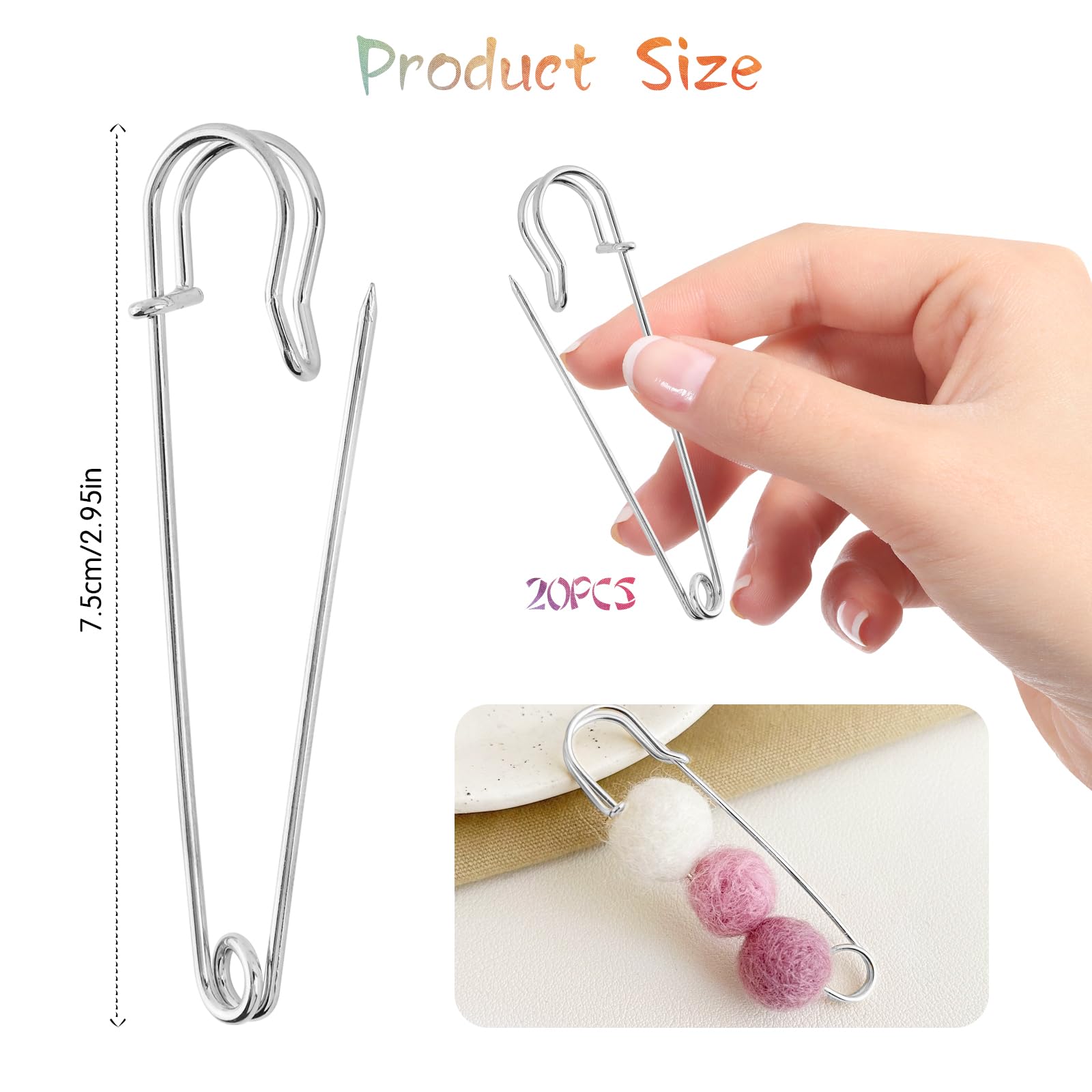 Lot De 15 Grandes Épingles À Nourrice En Acier Inoxydable De 50 Mm