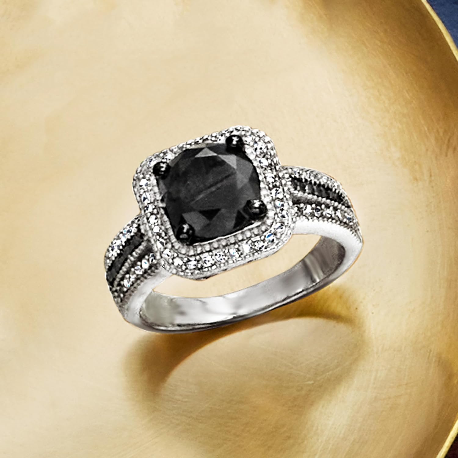 Ross-Simons 3.00 ct. t.w. Black and White Diamond Ring in Sterling Silver - Image 3