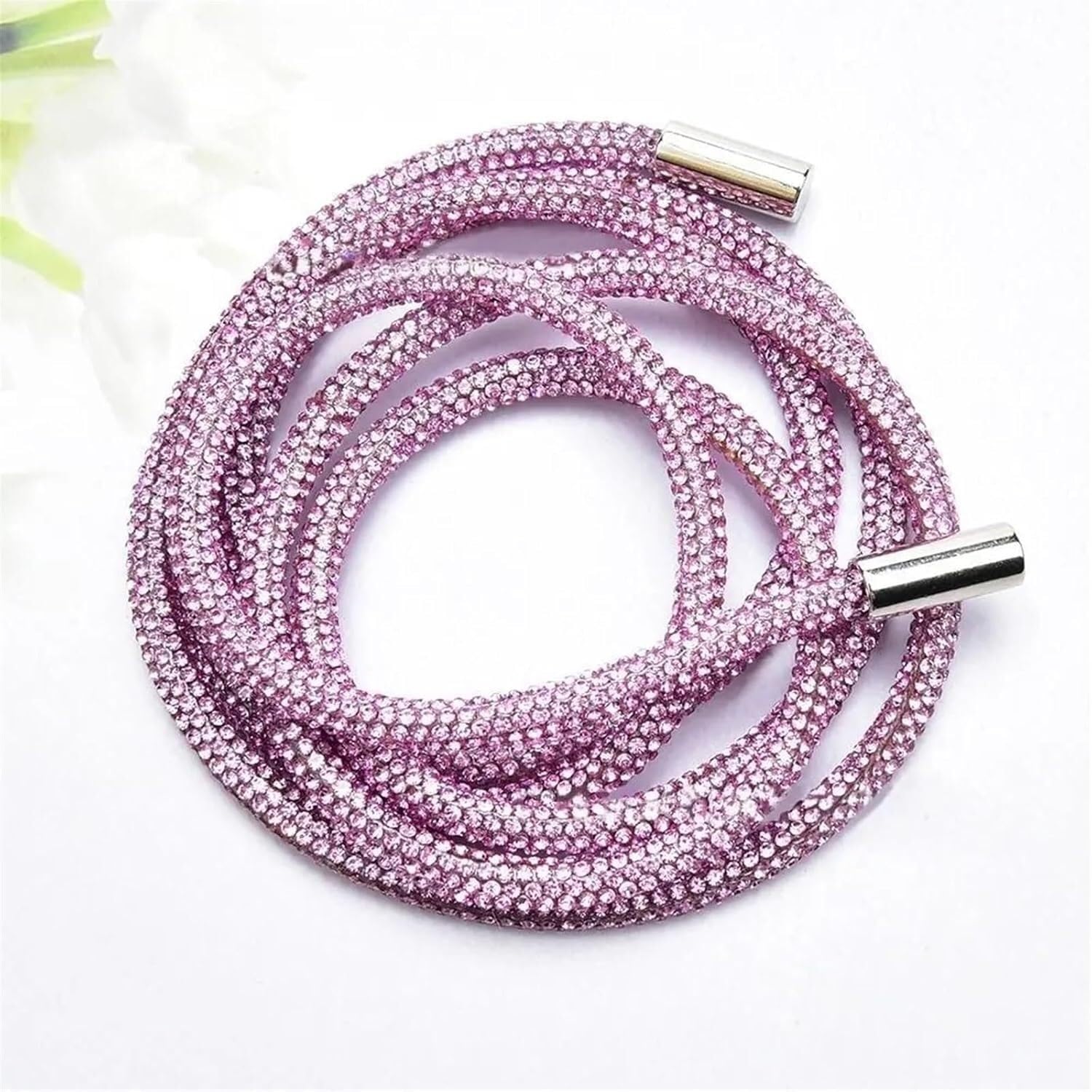 SJZHUYUE Multicolor Crystal Shiny Round Rhinestone Drawstring Cord Replacement for Hoodie(Roze)