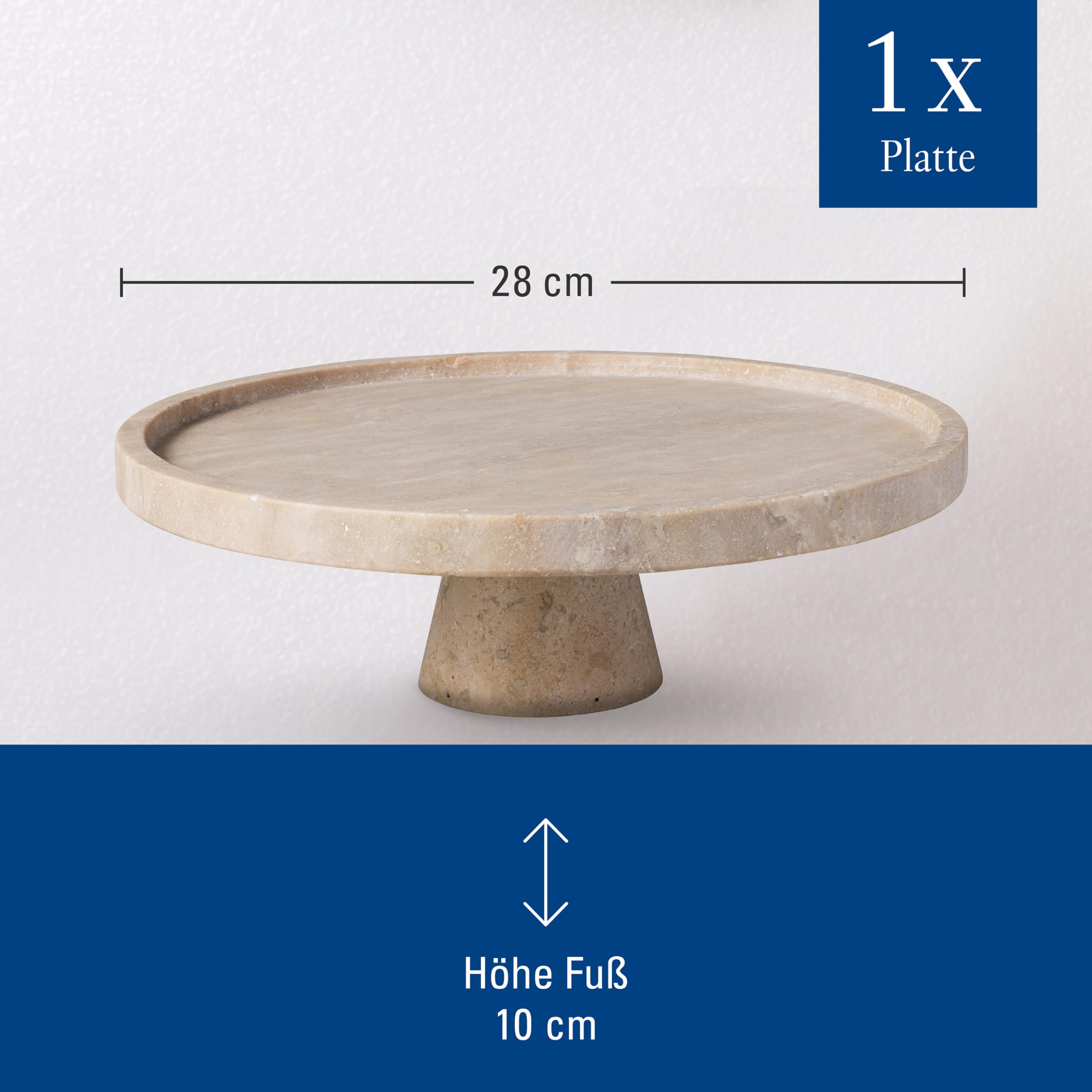 Villeroy & Boch – Manufacture Travertine półmisek do serwowania na nóżce beż, ręcznie wykonany, naturalny kamień w odcieniach piasku, miska, dekoracja stołu kamień, dekoracja, naczynia, trawertyn