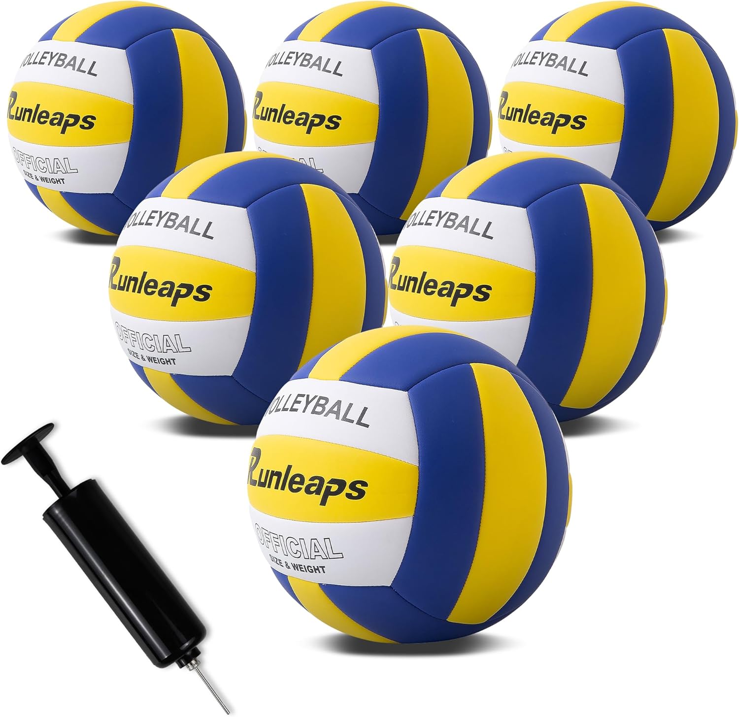 6 Pack Volleyballs, Waterproof Indoor Outdoor Volleyball for Beach Game Gym Training with Pump (Official Size 5)